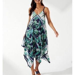 Tommy Bahama palm modern engineered scarf swim V neck dress